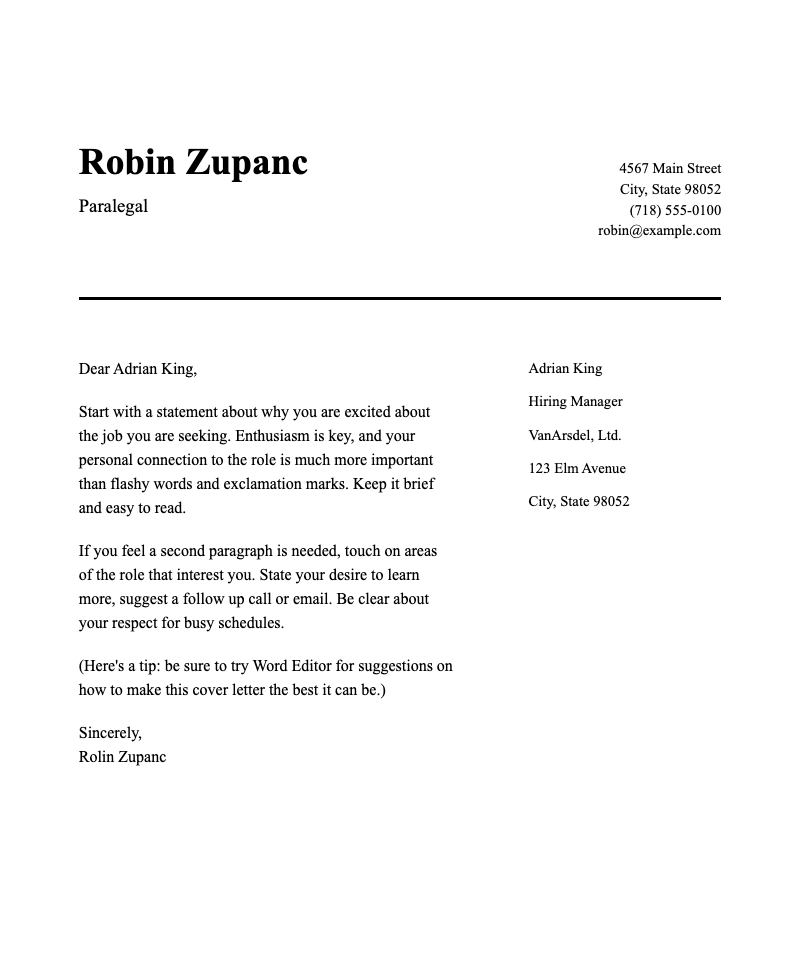 Impact cover letter - Clean, professional cover letter template for job applications with modern structure and adaptable sections.